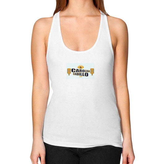 Female Racerback Tank White - Carolina Cadillo Merchandise