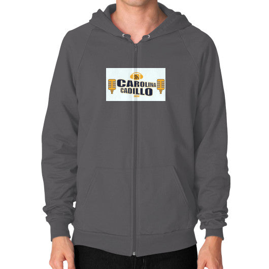Zip Hoodie (on man) Asphalt - Carolina Cadillo Merchandise
