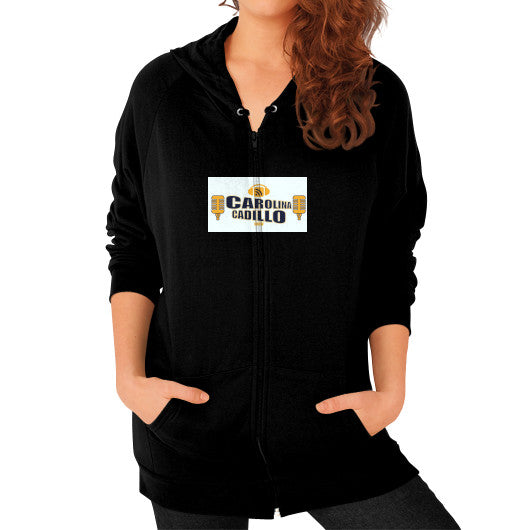 Zip Hoodie (on woman) Black - Carolina Cadillo Merchandise