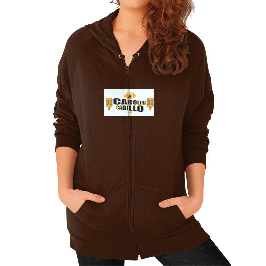 Zip Hoodie (on woman) Brown - Carolina Cadillo Merchandise